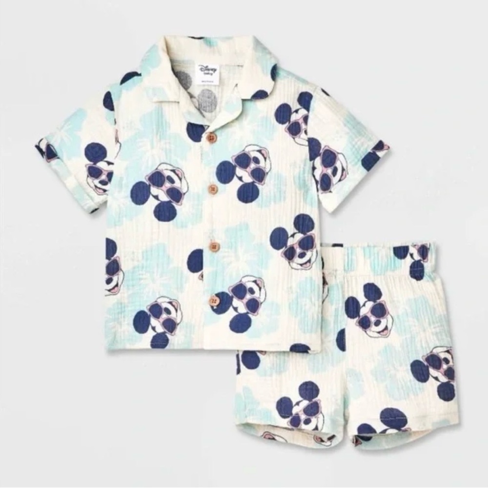 New with tags Disney Mickey Mouse Kids Set - Blue and Cream size 12m